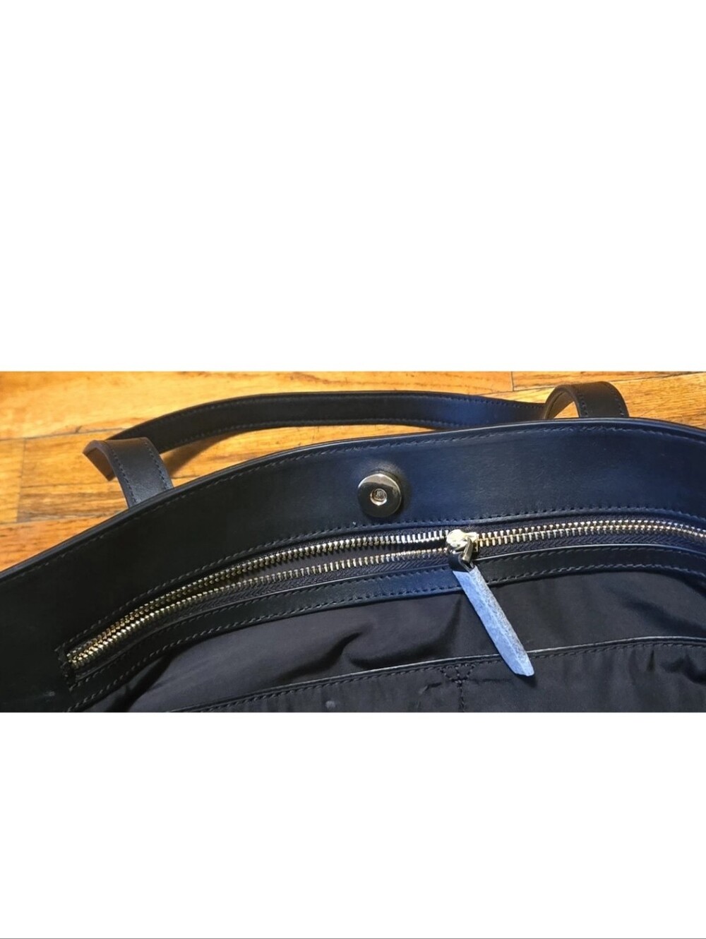 Quince Italian Leather Triple Compartment Tote Women OS Black Work Laptop Bag - Picture 4 of 4